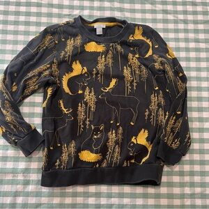 COS Kids Crewneck Cotton Sweatshirt Pullover Animal Print